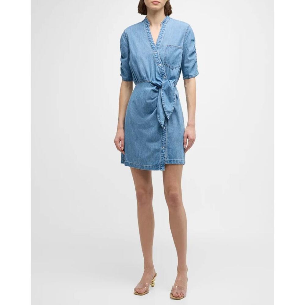 VERONICA BEARD Women's Dunn Denim Mini Wrap Dress Size 2 In Iceberg